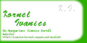 kornel ivanics business card